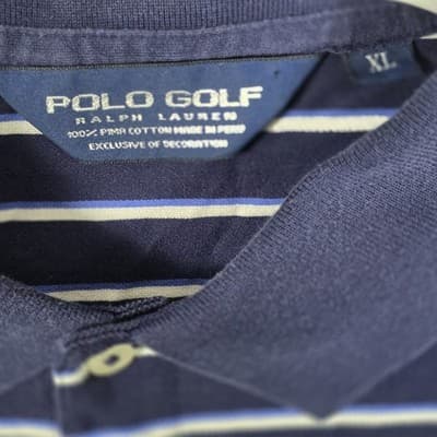 Polo Ralph Lauren Men's XL Blue Striped Golf Short Sleeve Shirt - Thumbnail 2