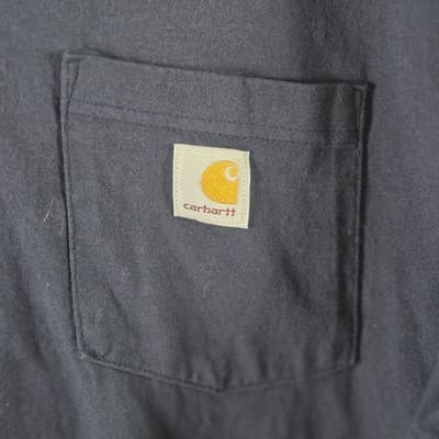 Carhartt Men's Large Loose Fit Navy Blue Round Neck Pocket Logo Shirt - Thumbnail 2