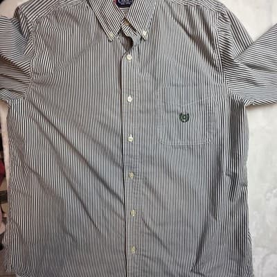 CHAPS Men's Large Green Striped Button-Down Long Sleeve Dress Shirt - Thumbnail 6