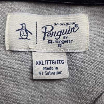 Original Penguin Men's XXL Grey Logo Print Pullover Hoodie - Thumbnail 2
