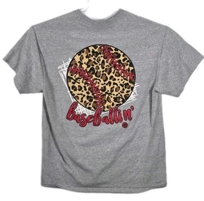 Girlie Girl Originals Medium Gray "Leopard Baseballin" T-Shirt * Missing Tag * - Thumbnail 5