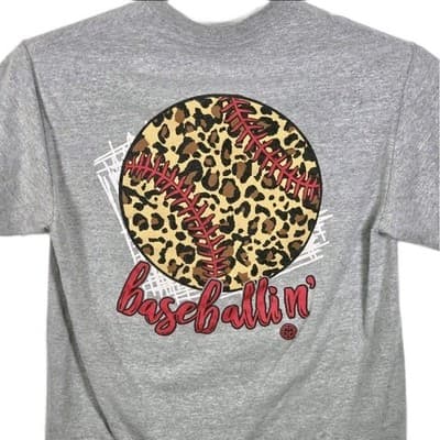Girlie Girl Originals Medium Gray "Leopard Baseballin" T-Shirt * Missing Tag * - Thumbnail 4