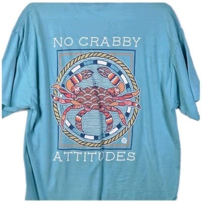 Girlie Girl's Women's Large Blue " No Crabby Attitudes " Short Sleeve T-Shirt - Thumbnail 6