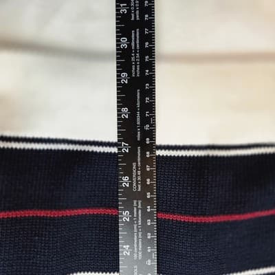 Nautica Men's XL White V-Neck Knit Long-Sleeve Striped Sweater - Thumbnail 8