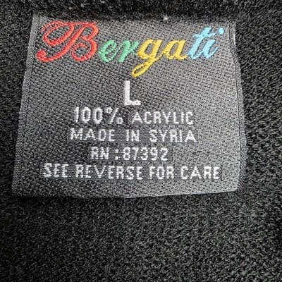 Vintage Bergati Men's Large Cable Knit Black Sweater RN# 87932 - Thumbnail 4