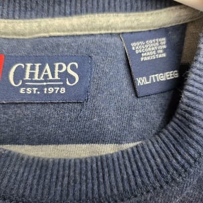 Chaps Men's XXL Blue & Gray Stripe Long Sleeve Shirt - Thumbnail 3