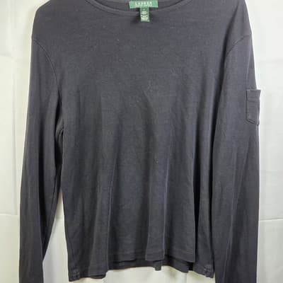 LRL Lauren Jean Co Women’s Large Black Crewneck Long Sleeve Shirt - Thumbnail 2