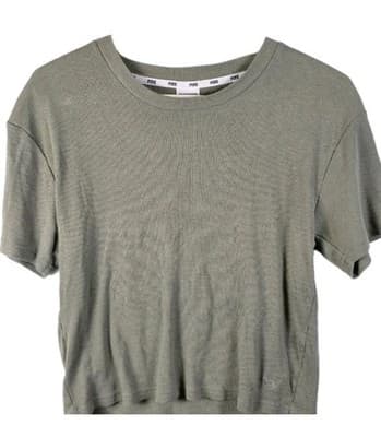 Pink Victoria Secret Women's Medium Light Green Short Sleeve Shirt - Thumbnail 2