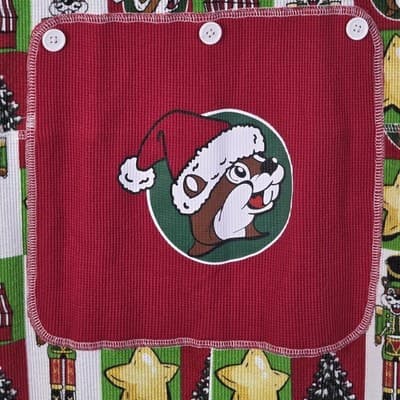 Buc-ees Youth Large Christmas Pajamas PJ Waffle Knit Zip One Piece RN # 1091689 - Thumbnail 6