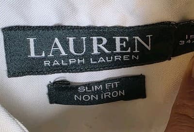 Lauren Ralph Lauren Men's XL White Slim Fit 17.5 34/35 Button Down Shirt - Thumbnail 3