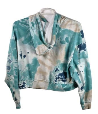 Nike Tye Dye Hoodie 1X Preowned Crop Teal White Womens - Thumbnail 6