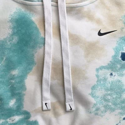 Nike Tye Dye Hoodie 1X Preowned Crop Teal White Womens - Thumbnail 3