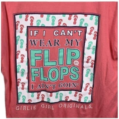 Girlie Girl's Women's Large Coral " Flip Flops' Short Sleeve T-Shirt - Thumbnail 5
