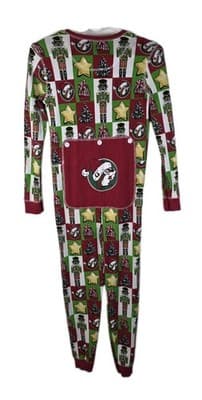Buc-ees Youth Large Christmas Pajamas PJ Waffle Knit Zip One Piece RN # 1091689 - Thumbnail 5