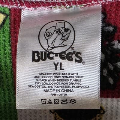 Buc-ees Youth Large Christmas Pajamas PJ Waffle Knit Zip One Piece RN # 1091689 - Thumbnail 4