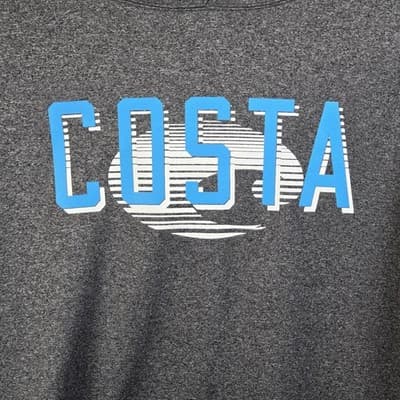 Costa Men's XL Grey " Boat On The Water "Long Sleeve Hoodie - Thumbnail 2