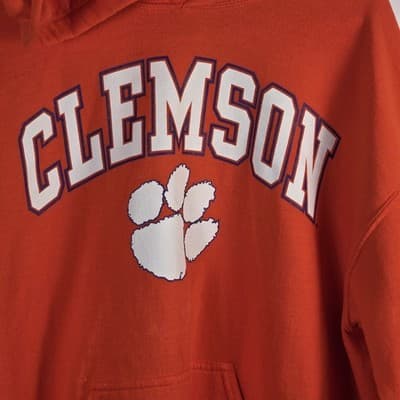 Clemson Tigers Men's Medium Orange Hoodie Sweatshirt * Missing Hoodie String* - Thumbnail 2