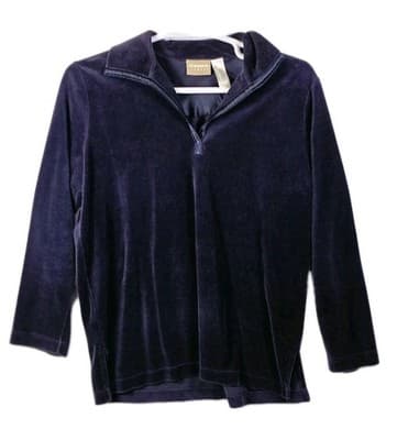 Liz Claiborne Women's Large Black Velvet Velour Tunic - Image 1