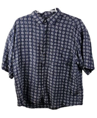 Summa Men's XL Blue Fish Floral 100% Silk Short Sleeve Button Up Shirt RN 81340 - Image 1