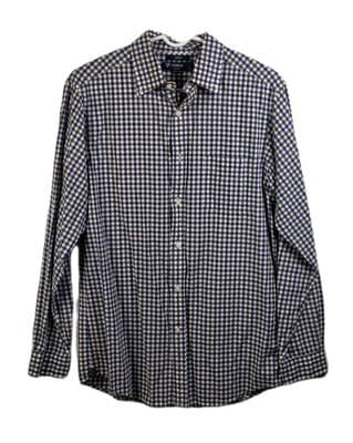 Daniel Cremieux Men’s Medium Slim Fit Burgundy Gray Plaid Long Sleeve Shirt - Image 1