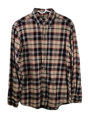 Red Head Men's Medium Brown Multicolored Plaid Long Sleeve Flannel Shirt - Image 1