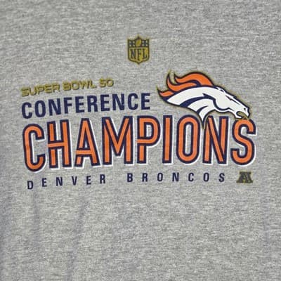 NFL Team Apparel Youth Small Gray Denver Broncos Super Bowl Conference Champions - Thumbnail 2