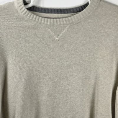 Vintage Eddie Bauer Men's XXL Beige Cotton Pullover Sweater - Image 1