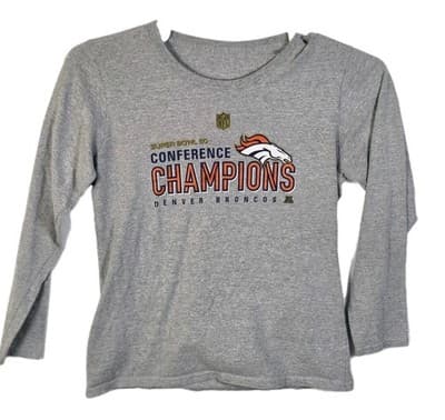 NFL Team Apparel Youth Small Gray Denver Broncos Super Bowl Conference Champions - Image 1