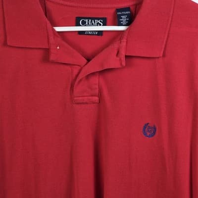 Chaps Men's XXL Red Polo Short Sleeve Golf Shirt - Thumbnail 3