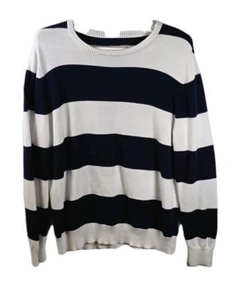 St John's Bay Men's Large Blue & White Long Sleeve Sweater - Image 1