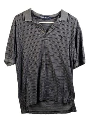 Polo Ralph Lauren Golf Men’s Large Gray & Black Striped Shirt - Image 1