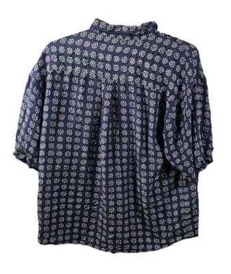 Summa Men's XL Blue Fish Floral 100% Silk Short Sleeve Button Up Shirt RN 81340 - Thumbnail 5