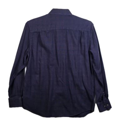 James Tattersall Men's Large XL London Blue Plaid Long Sleeve Shirt with Fraying - Thumbnail 6