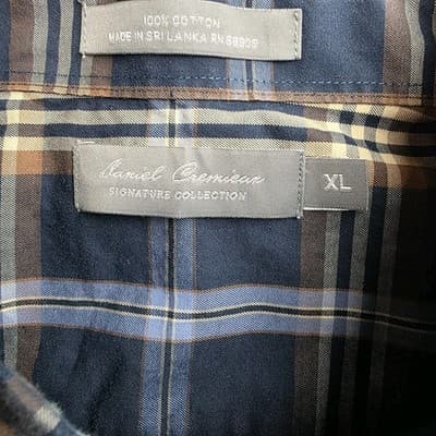 Daniel Cremieux Men’s XL Brown/ Blue Checkered Long Sleeve Button Up Shirt - Thumbnail 3