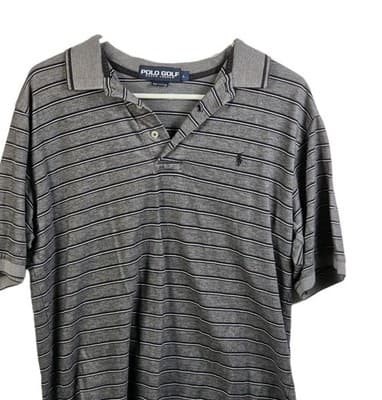 Polo Ralph Lauren Golf Men’s Large Gray & Black Striped Shirt - Thumbnail 2