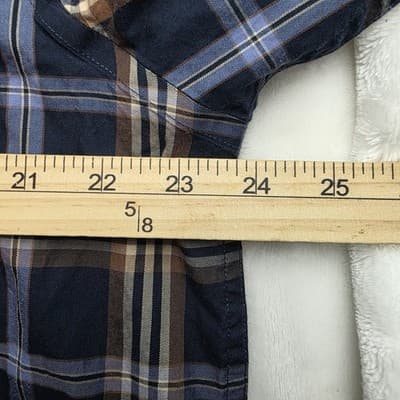 Daniel Cremieux Men’s XL Brown/ Blue Checkered Long Sleeve Button Up Shirt - Thumbnail 4