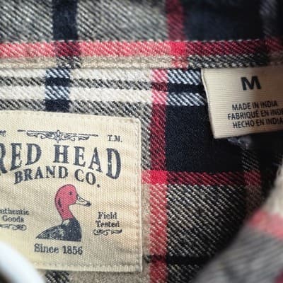 Red Head Men's Medium Brown Multicolored Plaid Long Sleeve Flannel Shirt - Thumbnail 3