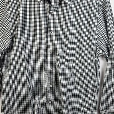 Nick Graham Men's 15.5- 32/33 Green & White Checkered Long Sleeve Shirt - Thumbnail 5