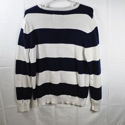 St John's Bay Men's Large Blue & White Long Sleeve Sweater - Thumbnail 5