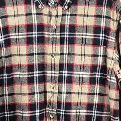 Red Head Men's Medium Brown Multicolored Plaid Long Sleeve Flannel Shirt - Thumbnail 2
