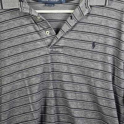 Polo Ralph Lauren Golf Men’s Large Gray & Black Striped Shirt - Thumbnail 3