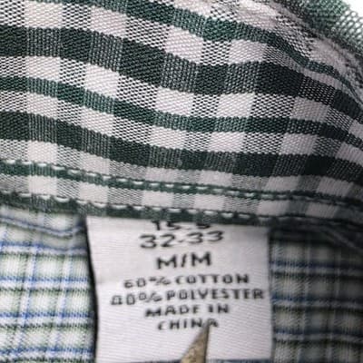 Nick Graham Men's 15.5- 32/33 Green & White Checkered Long Sleeve Shirt - Thumbnail 4