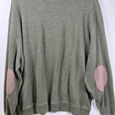 Daniel Cremieux Medium Olive Sweater with Elbow Patches - Thumbnail 7