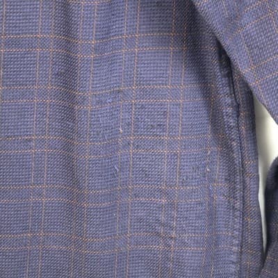 James Tattersall Men's Large XL London Blue Plaid Long Sleeve Shirt with Fraying - Thumbnail 3