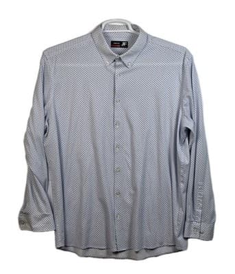 JF Ferrar Men's XL 34-35 Blue & White Hexagon Long Sleeve Shirt - Image 1