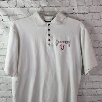 Indiana Hoosiers Men's Large White S/S Polo Shirt - Thumbnail 2