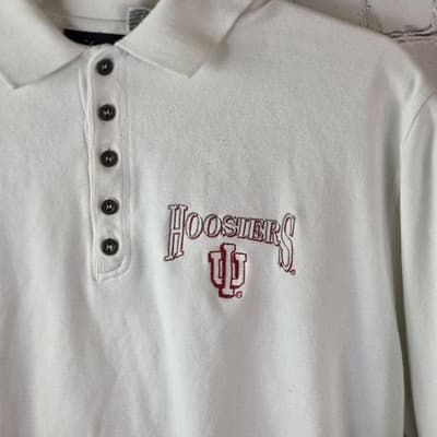 Indiana Hoosiers Men's Large White S/S Polo Shirt - Thumbnail 3