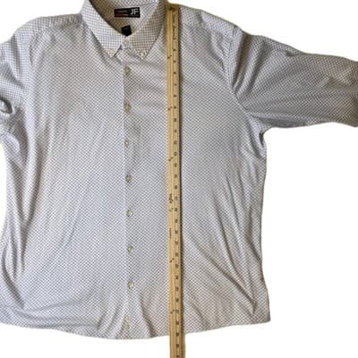 JF Ferrar Men's XL 34-35 Blue & White Hexagon Long Sleeve Shirt - Thumbnail 6