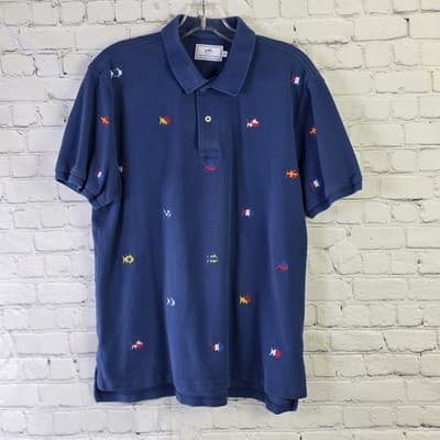 Southern Tide Men's Medium Blue Embroidery Logo Short Sleeve Polo Shirt - Image 1