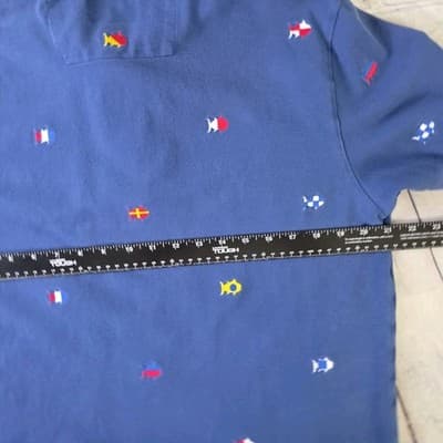 Southern Tide Men's Medium Blue Embroidery Logo Short Sleeve Polo Shirt - Thumbnail 8